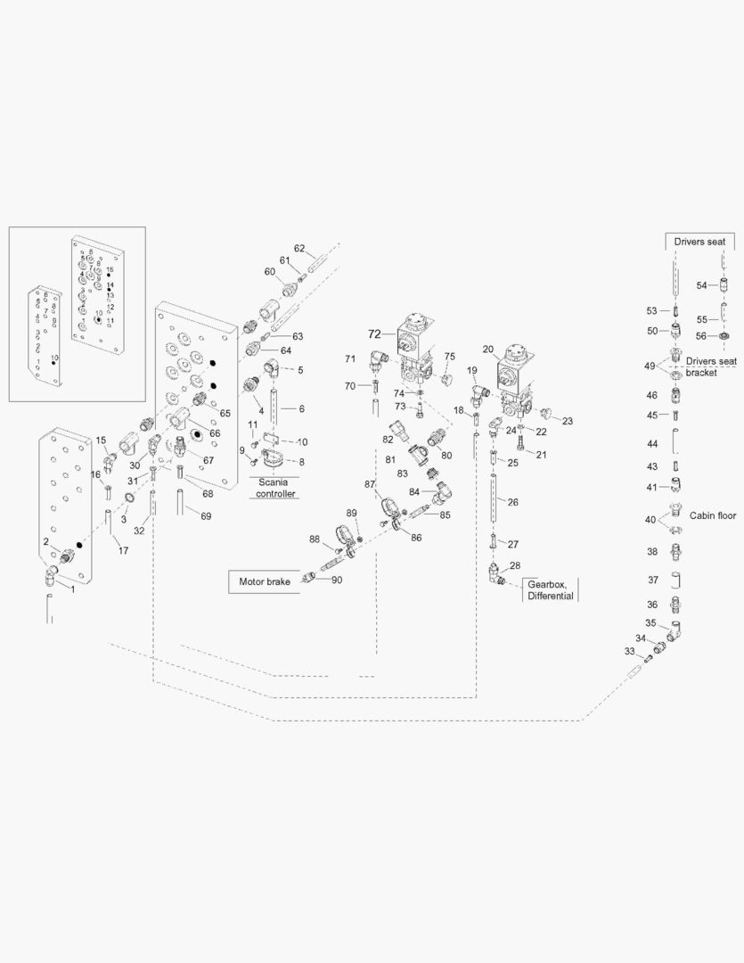 Схема G047-3 AIR PRESSURE SYSTEM; FRONT VEHICLE