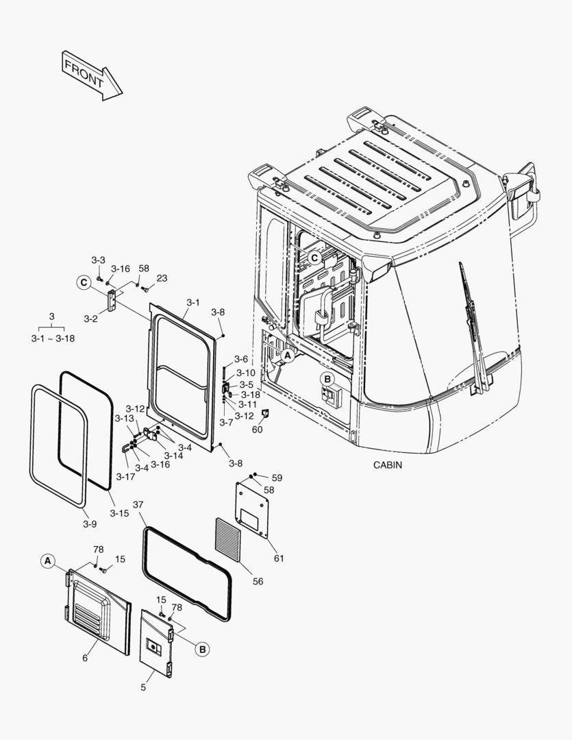 КАБИНА(4) - ДВЕРЬ В СБОРЕ(ПРАВОСТОРОННИЙ)