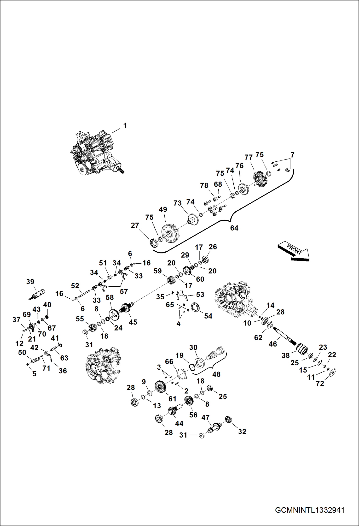 ПРИВОДНОЙ МЕХАНИЗМ, ВНУТРЕННИЕ КОМПОНЕНТЫ КАРТЕРА КОРОБКИ ПЕРЕДАЧ