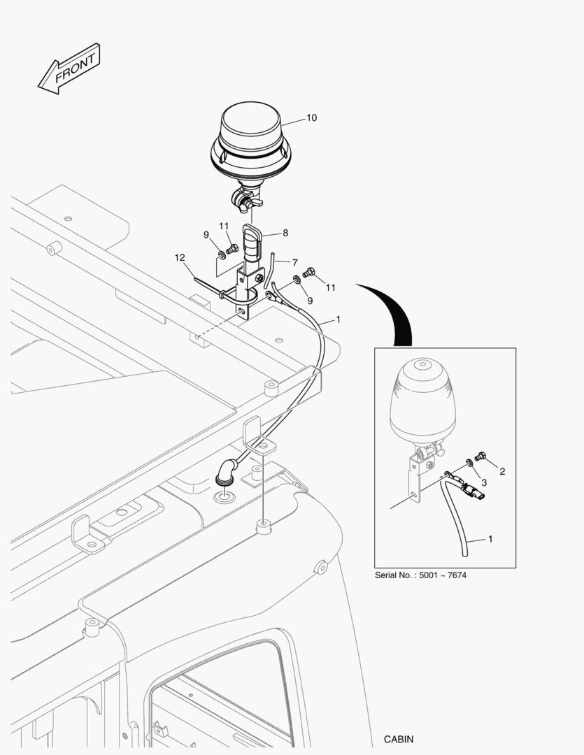 7620 ROTATING BEACON - WITH GUARD(ROPS)