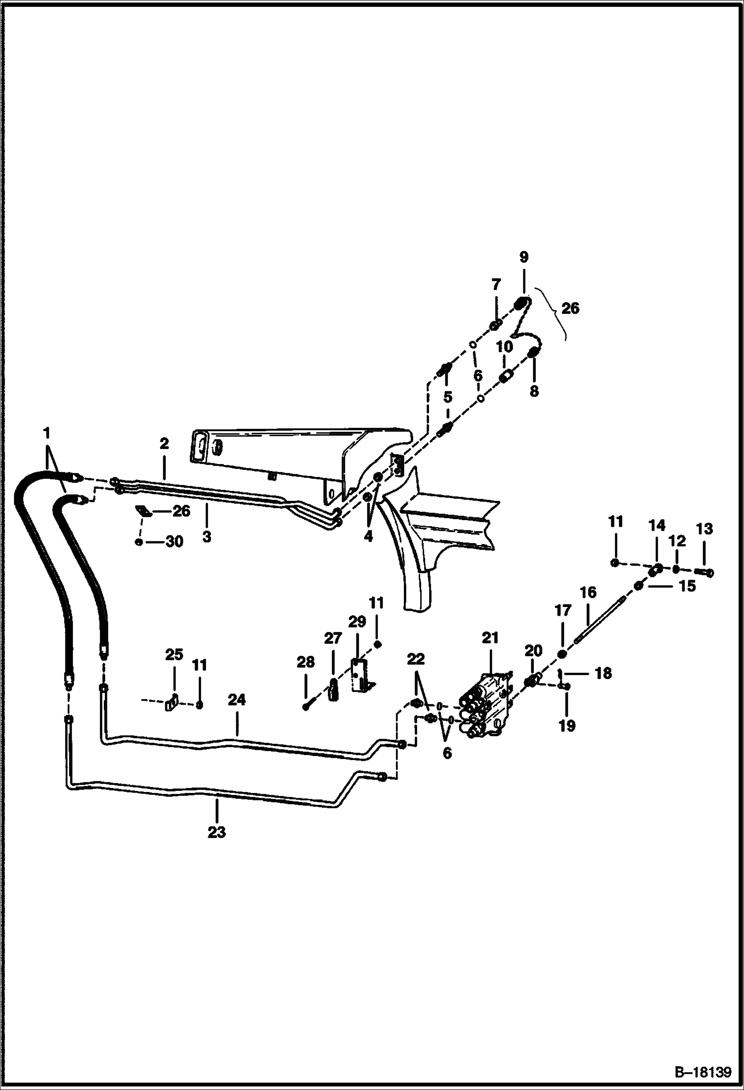 Схема ВСПОМОГАТЕЛЬНЫЕ ГИДРАВЛИЧЕСКИЕ МЕХАНИЗМЫ (СЕРИЙНЫЙ НОМЕР 13001 И ВЫШЕ)