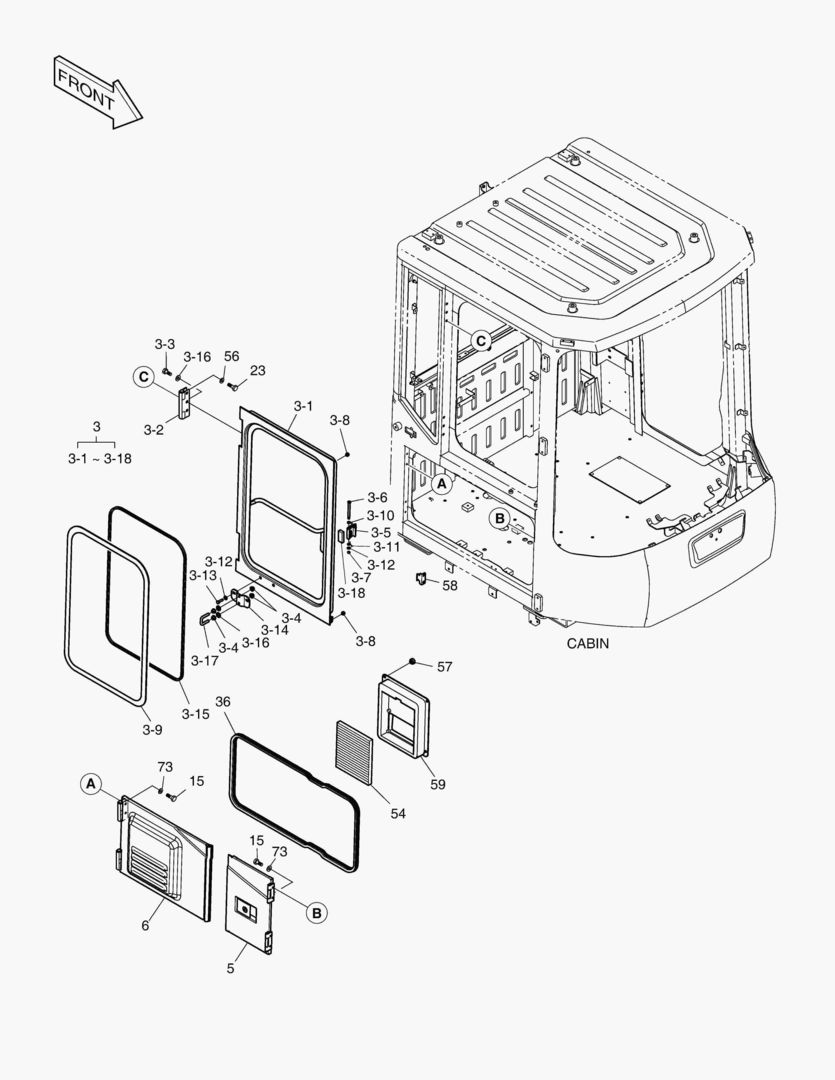 КАБИНА(4) - ДВЕРЬ В СБОРЕ(ПРАВОСТОРОННИЙ)