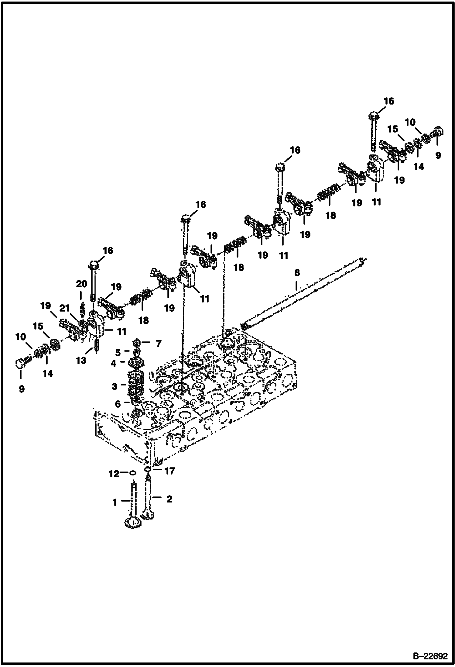 Схема ПЛЕЧО КОРОМЫСЛА КЛАПАНА (KUBOTA - V2203 2EB - TIER II REPLACEMENT)