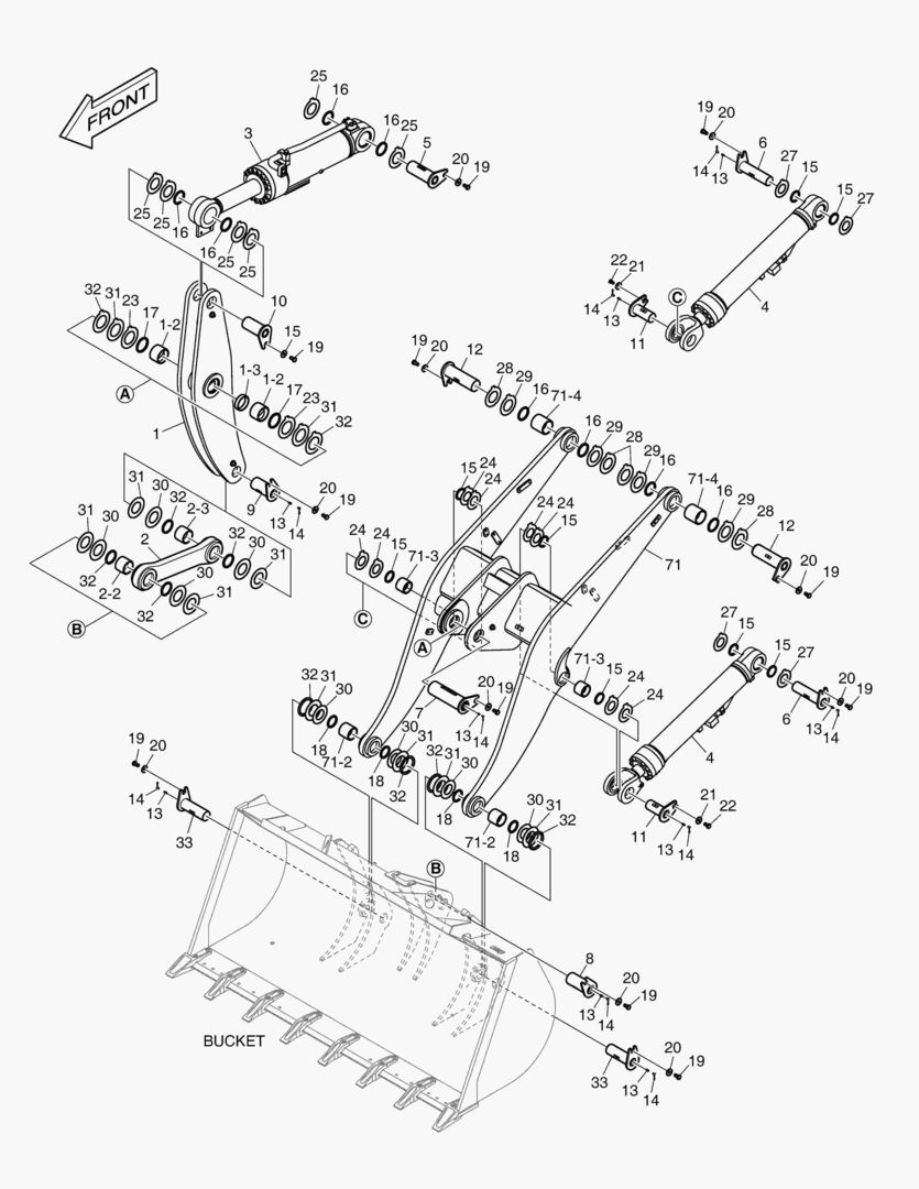 РУКОЯТЬ ПОГРУЗЧИКА В СБОРЕ - ДЛИННАЯ СТРЕЛА