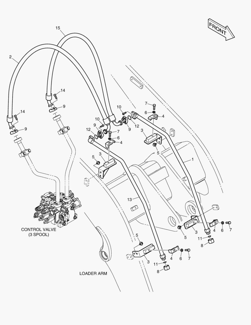 ГИДРОСИСТЕМА РУКОЯТИ ПОГРУЗЧИКА - 3 КАТУШКИ
