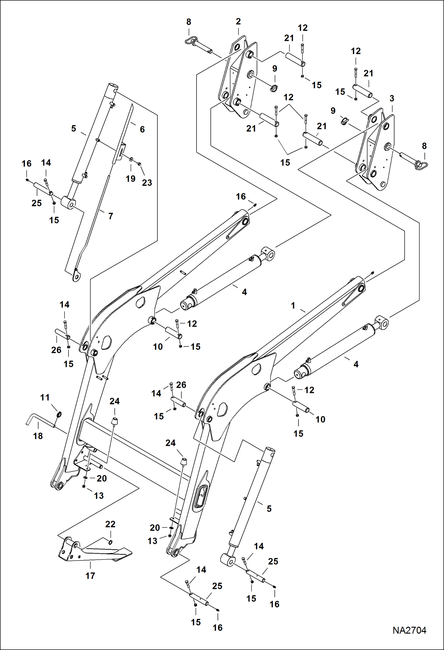 ОДНОКОВШОВЫЙ ПОГРУЗЧИК 9TL (AKPW, AL4F) (РАМА ШАССИ) (ВНУТРЕННЯЯ ОПОРА) (AL4F00101 - 01063)