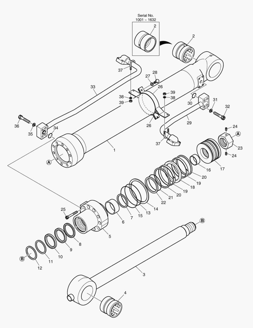 ЦИЛИНДР КОВША - РУКОЯТЬ 6.2 м