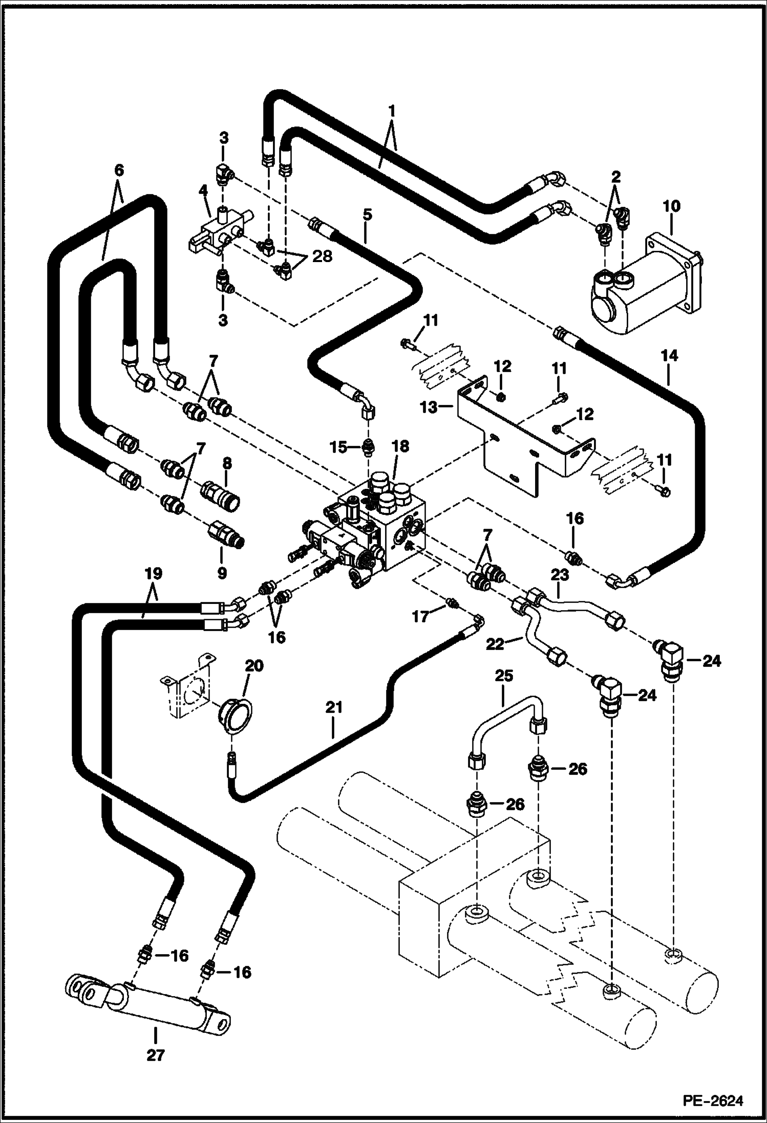 БЕТОНОНАСОС - СЕРИЙНЫЙ НОМЕР PREFIX 2354 СХЕМА ГИДРАВЛИЧЕСКОЙ СИСТЕМЫ