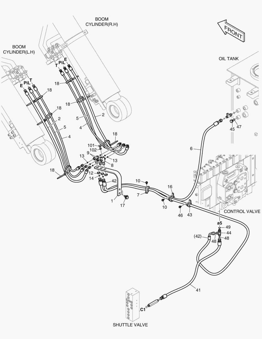 ТРУБОПРОВОД СЕРВОУПРАВЛЕНИЯ-ГИДРОЗАМОК СТРЕЛЫ