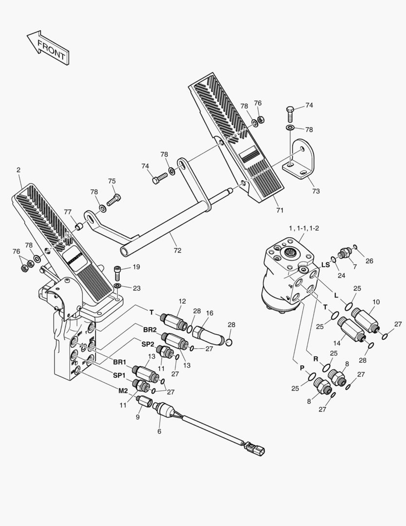 1240 BRAKE PEDAL VALVE & STEER UNIT