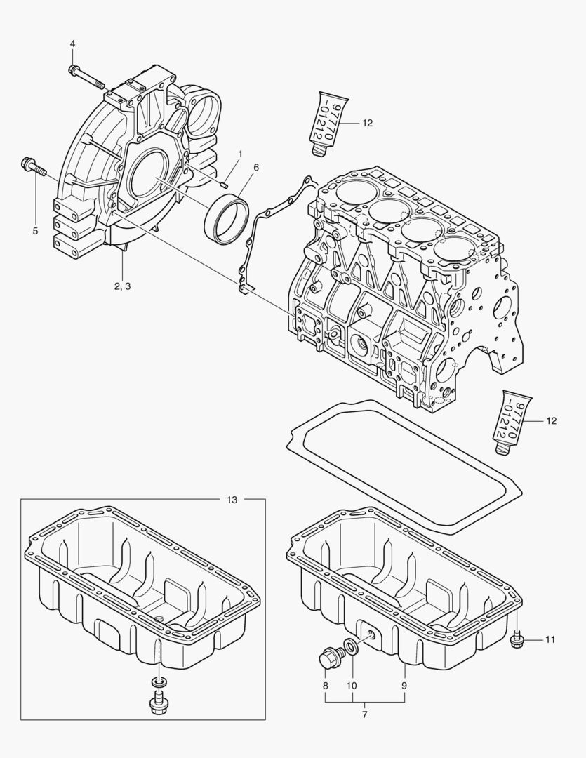 013 FLYWHEEL HOUSING & OIL PAN
