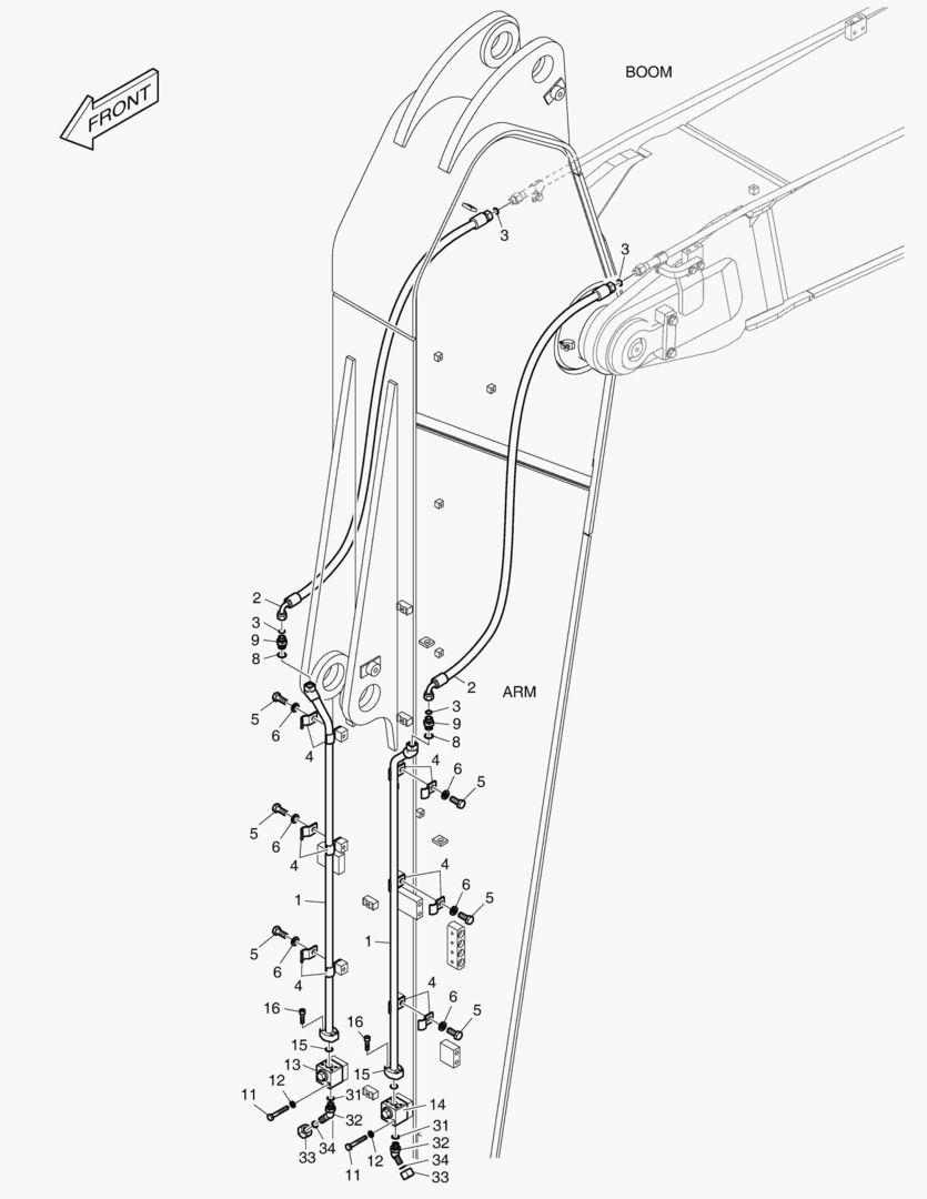 ГИДРОСИСТЕМА РУКОЯТИ-ВРАЩЕНИЕ(РУКОЯТЬ-3.75 м)
