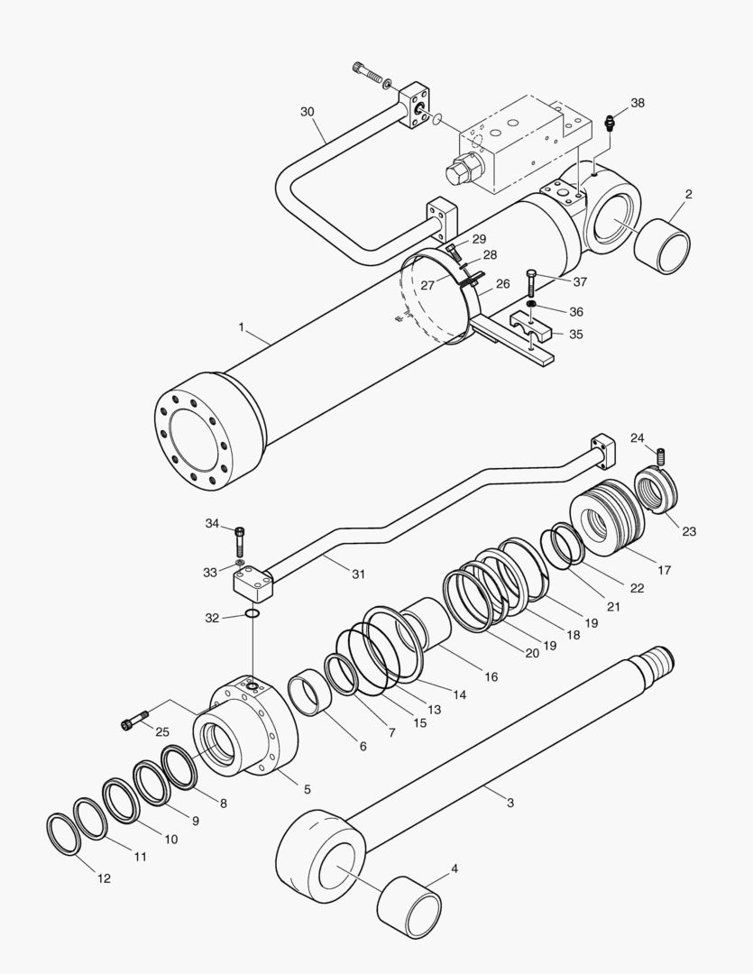 ЦИЛИНДР СТРЕЛЫ - ЛЕВОСТОРОННИЙ (ГИДРОЗАМОК)