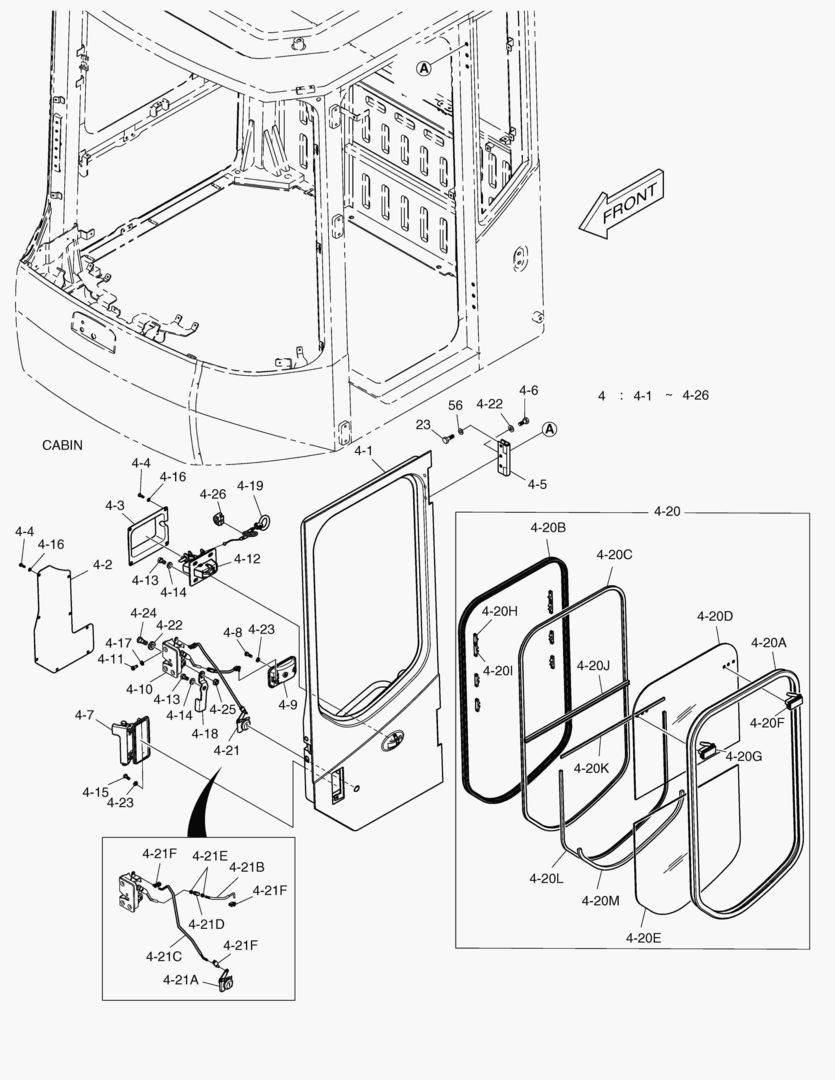 КАБИНА(3) - ДВЕРЬ В СБОРЕ(ЛЕВОСТОРОННИЙ)