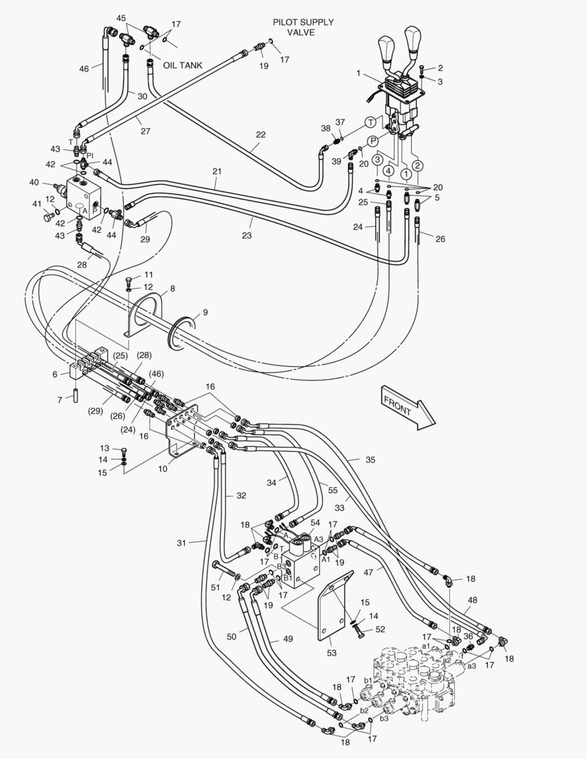 ТРУБОПРОВОД СЕРВОУПРАВЛЕНИЯ(2 РЫЧАГА-3 КАТУШКИ)