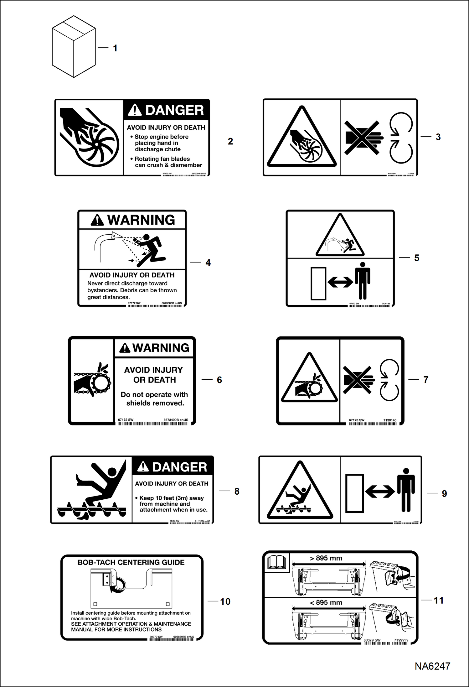 Схема РОТОРНЫЙ СНЕГООЧИСТИТЕЛЬ (ПРЕДУПРЕЖДАЮЩИЕ ТАБЛИЧКИ) (БЕЗ ТЕКСТА)