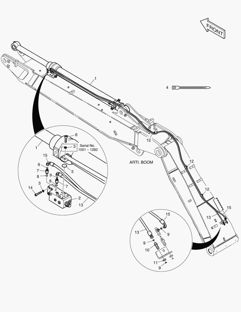 ТРУБОПРОВОД ШАРНИРНОЙ СТРЕЛЫ - ГИДРОЗАМОК(РУКОЯТЬ)