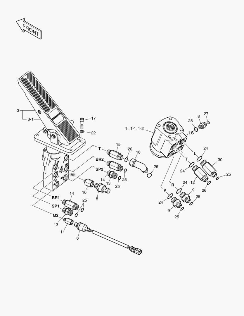 1250 BRAKE PEDAL VALVE & STEER UNIT
