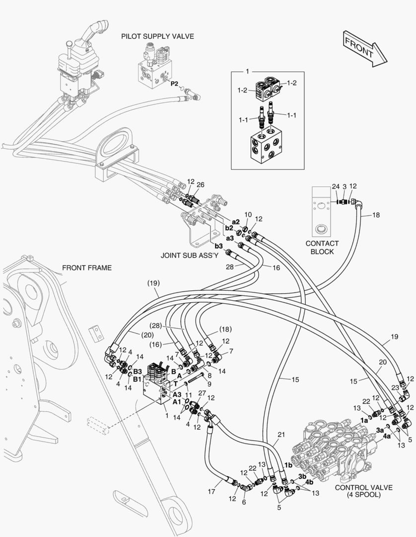 Схема ТРУБОПРОВОД СЕРВОУПРАВЛЕНИЯ - 4 КАТУШКИ