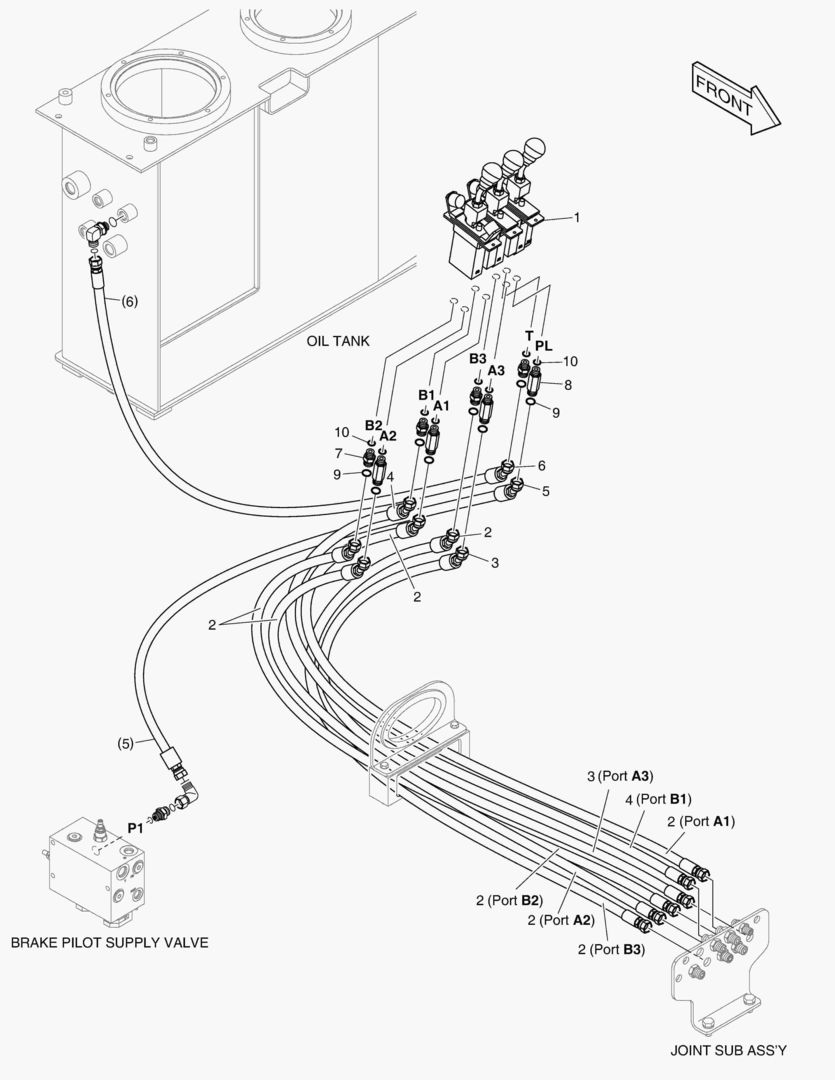 ТРУБОПРОВОД СЕРВОУПРАВЛЕНИЯ - ПАЛЕЦ (3 ИЛИ 4 КАТУШКИ)