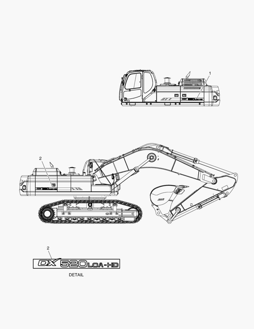 Спецтехника 5320 DECAL - MACHINE NAME(DX520LCA-HD)
