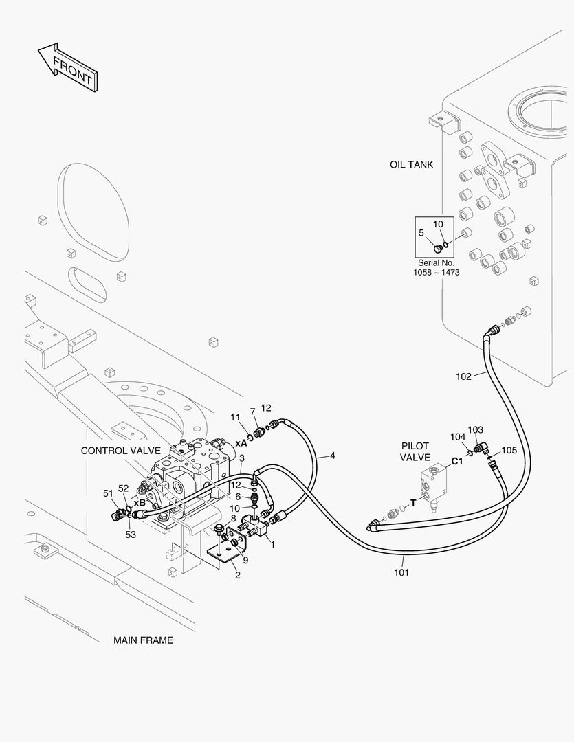 ТРУБОПРОВОД СЕРВОУПРАВЛЕНИЯ(1) - ШАРНИРНАЯ СТРЕЛА