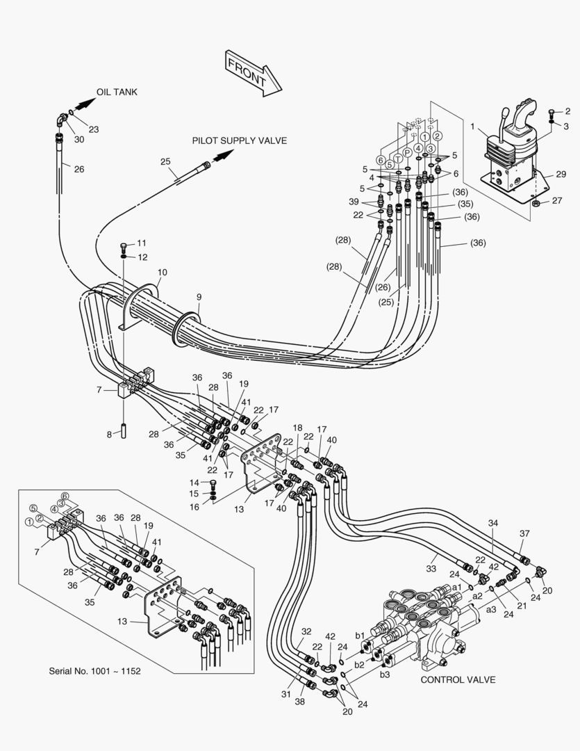 ТРУБОПРОВОД СЕРВОУПРАВЛЕНИЯ-РЫЧАГ ПЕРЕДАЧИ (3 КАТУШКИ)