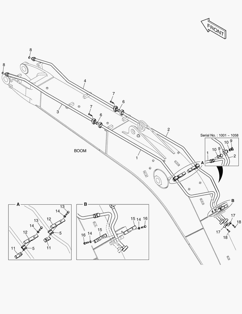 6190 BOOM PIPING - ONE & TWO WAY(BOOM 4.6m)