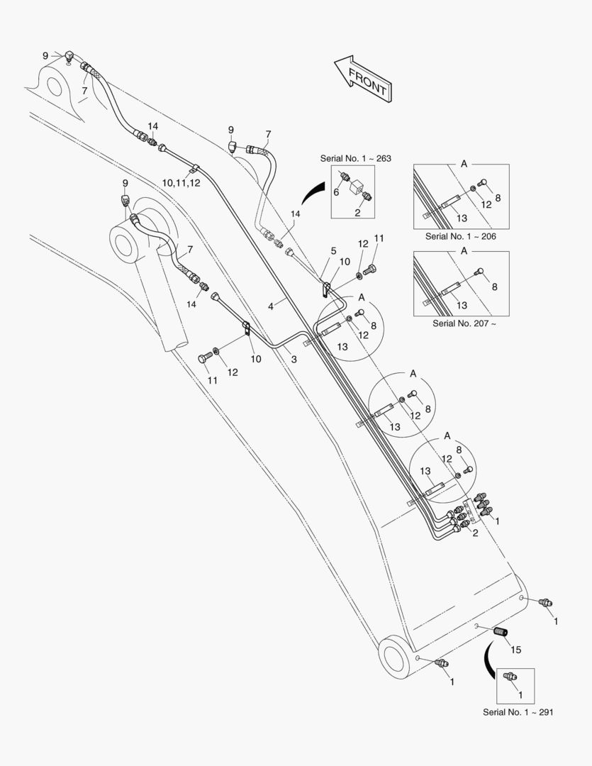 ПЕРЕДНИЙ ТРУБОПРОВОД СМАЗОЧНОЙ СИСТЕМЫ-6.3 м-GIANT
