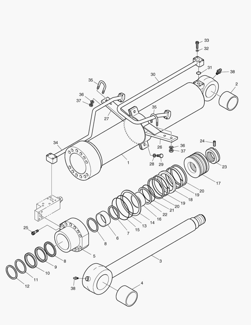 ШАРНИРНЫЙ ЦИЛИНДР СТРЕЛЫ - ГИДРОЗАМОК