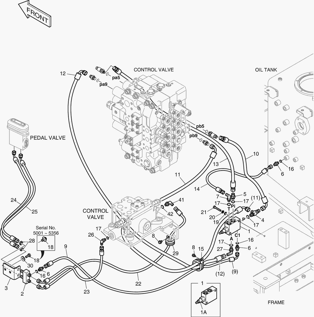 ТРУБОПРОВОД СЕРВОУПРАВЛЕНИЯ(1) - ШАРНИРНАЯ СТРЕЛА