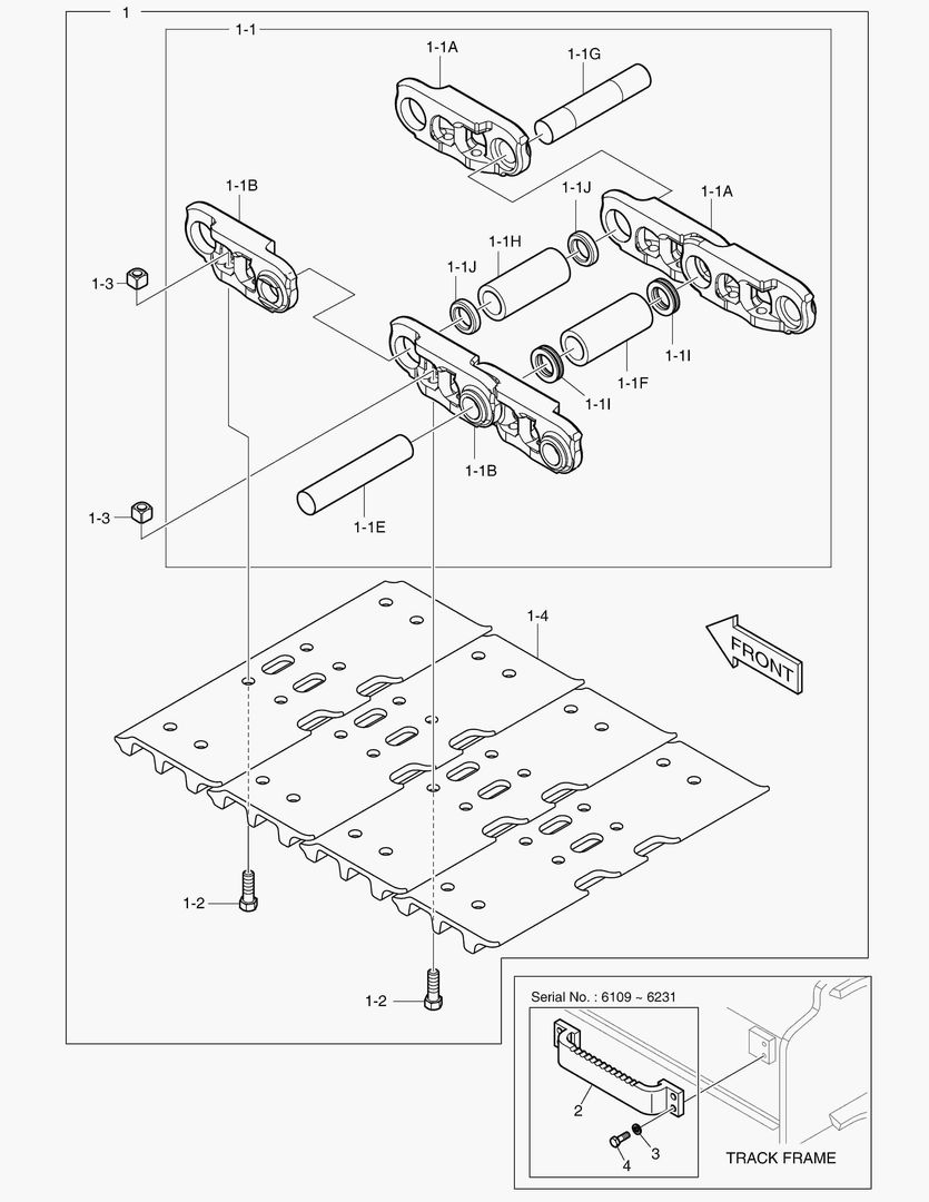 7400 TRACK SHOE ASS`Y - 500G(ADDED HOLE) [6109~]