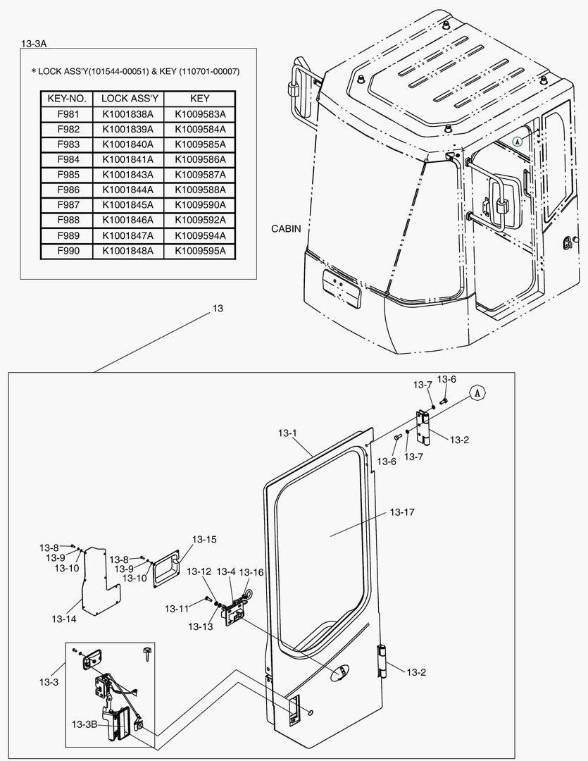 5730 CABIN(3) - DOOR ASS`Y(L.H);ROPS&Tined Glass RU [10001~10627]