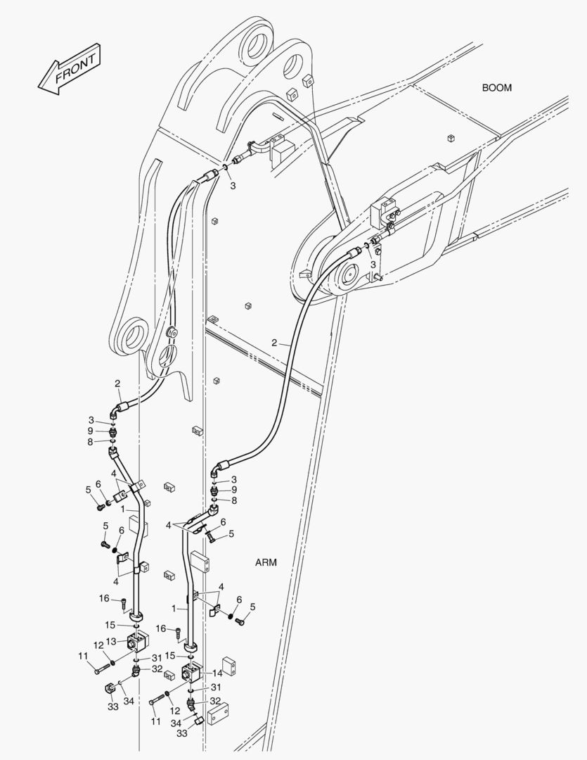 ГИДРОСИСТЕМА РУКОЯТИ - ВРАЩАЮЩИЙСЯ (РУКОЯТЬ 3.35 м)