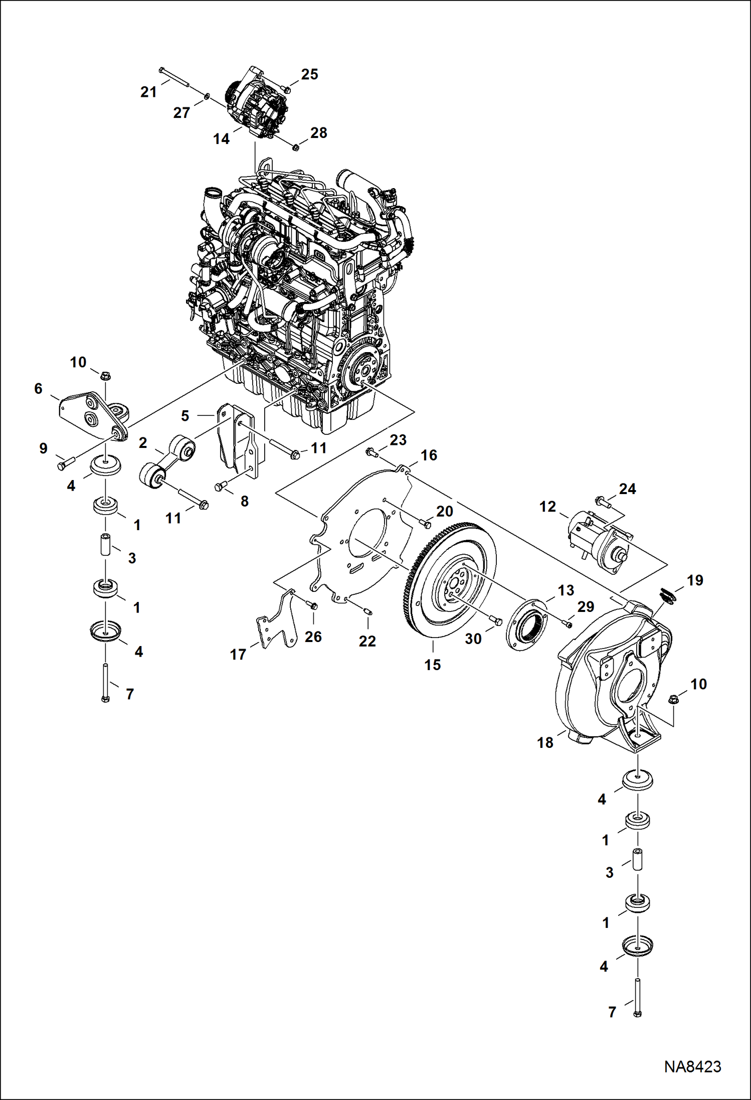 ДВИГАТЕЛЬ И КРЕПЕЖНЫЕ ДЕТАЛИ (МАХОВИК И КРЕПЛЕНИЕ ДВИГАТЕЛЯ)