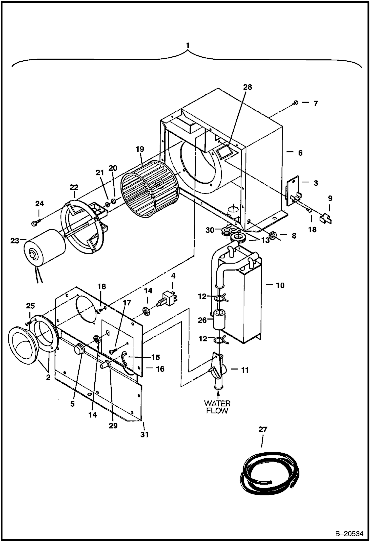 ОБОГРЕВАТЕЛЬ (С МОТОРОМ, ГДЕ 3 ВЕНТИЛЯТОРА) (СЕРИЙНЫЙ НОМЕР 511920001 - 511920460)
