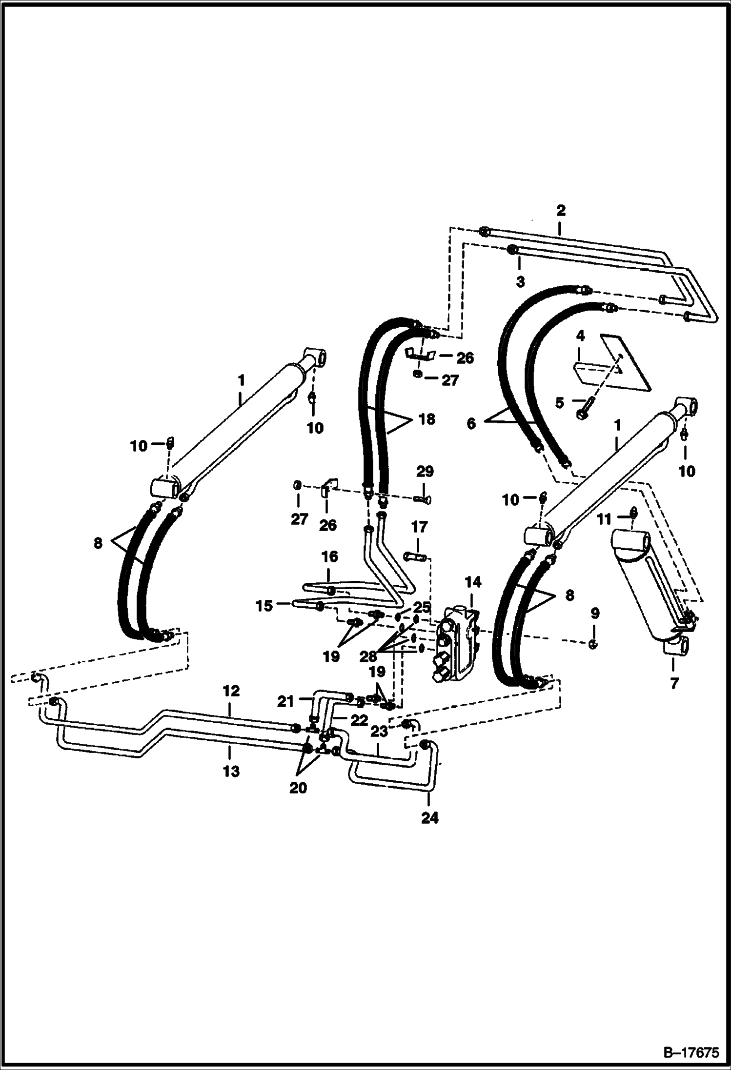 СХЕМА ГИДРАВЛИЧЕСКОЙ СИСТЕМЫ (СЕРИЙНЫЙ НОМЕР 12999 И НИЖЕ)
