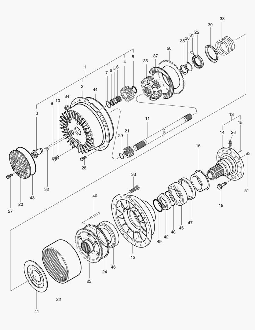 Схема ЗАДНЯЯ ПЛАНЕТАРНАЯ ПЕРЕДАЧА-САМАЯ МАКСИМАЛЬНАЯ ГУСЕНИЦА