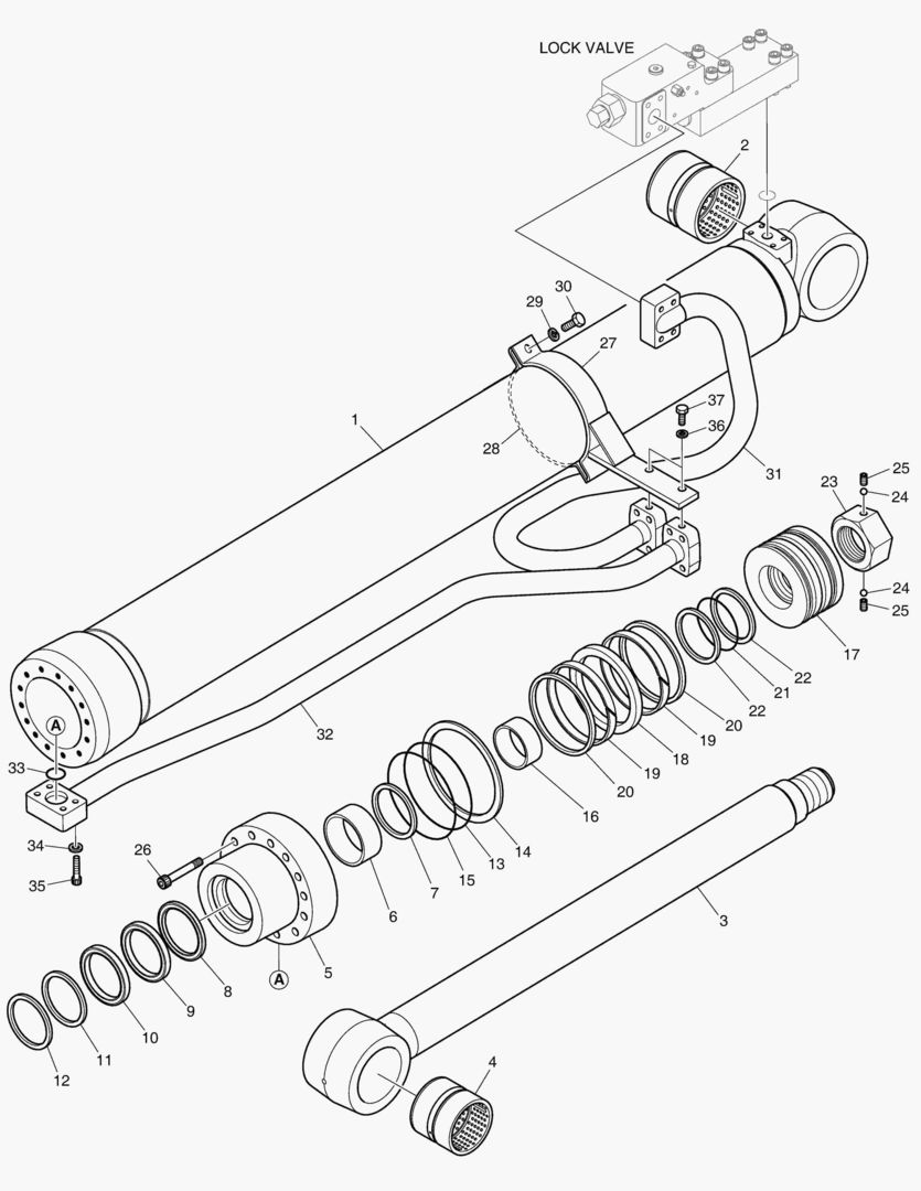 ЦИЛИНДР СТРЕЛЫ(ПРАВОСТОРОННИЙ)-ГИДРОЗАМОК