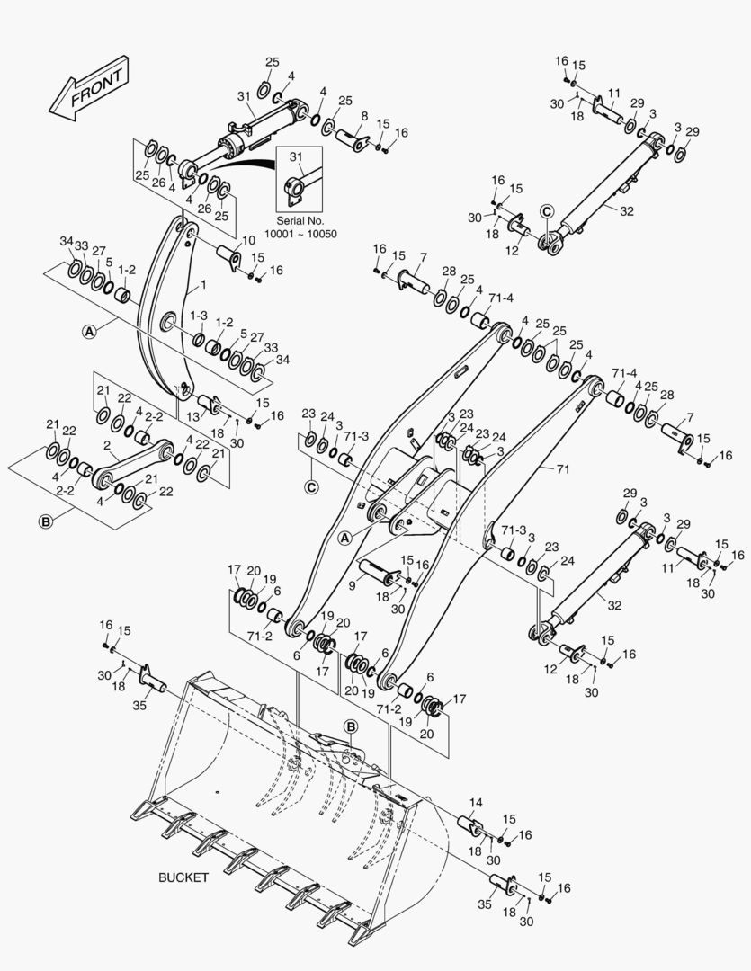 РУКОЯТЬ ПОГРУЗЧИКА В СБОРЕ - ДЛИННАЯ СТРЕЛА