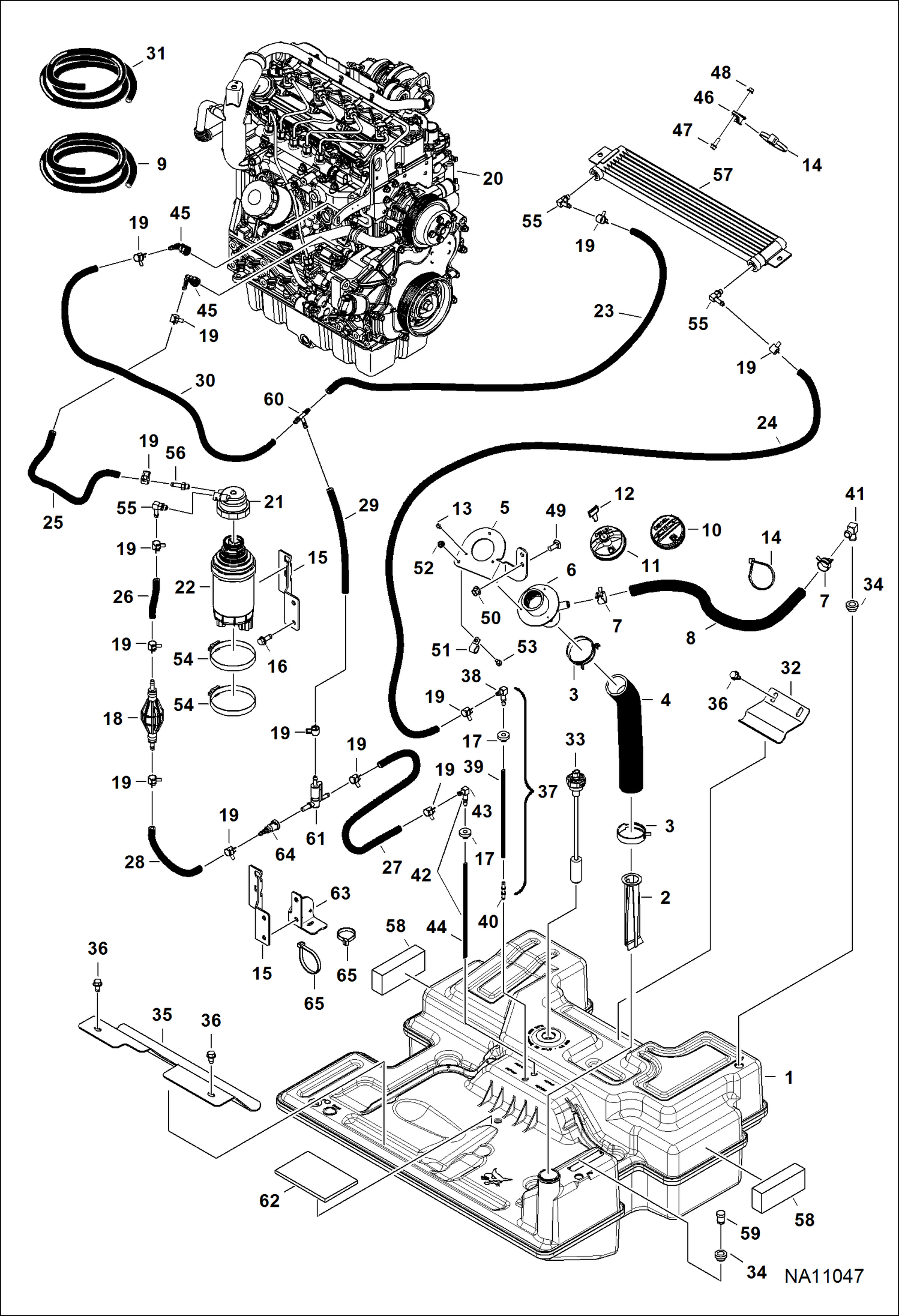 ДВИГАТЕЛЬ И КРЕПЕЖНЫЕ ДЕТАЛИ (СИСТЕМА ПОДАЧИ ТОПЛИВА) (СЕРИЙНЫЙ НОМЕР B2LA11267 И ВЫШЕ)