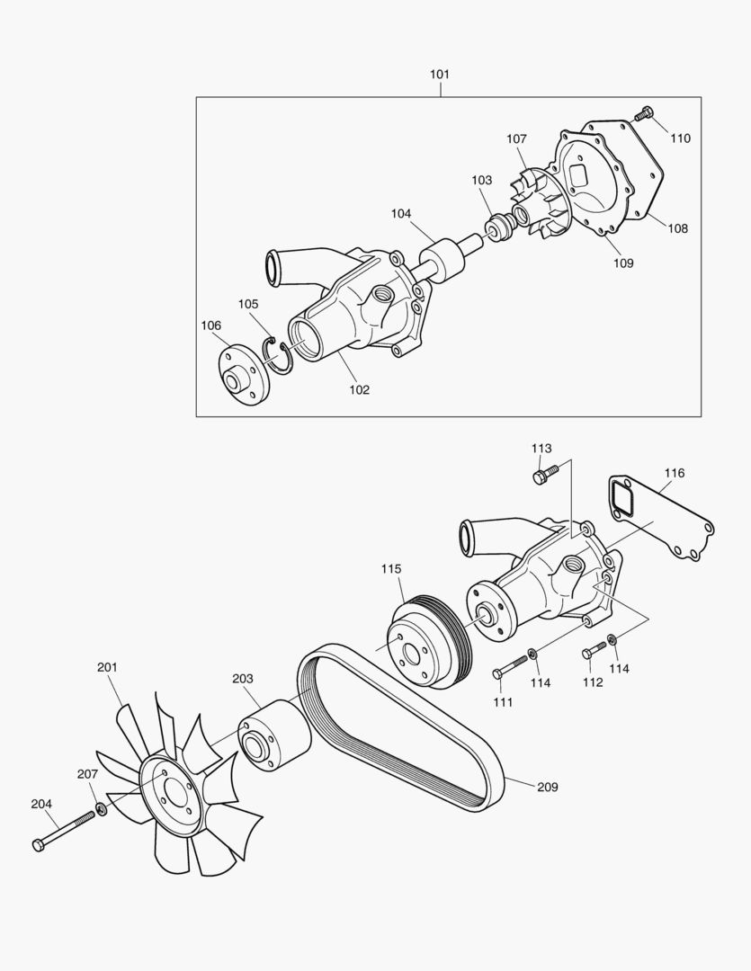 013 WATER PUMP & COOLING FAN
