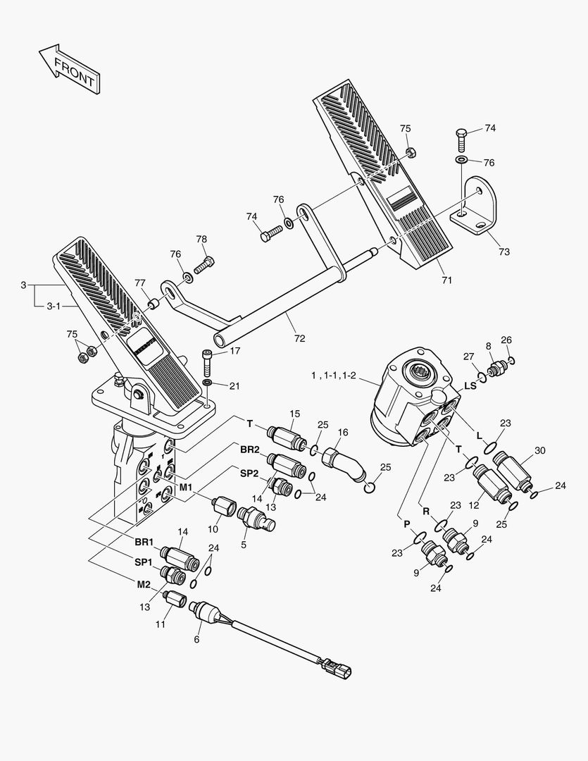 1250 BRAKE PEDAL VALVE & STEER UNIT