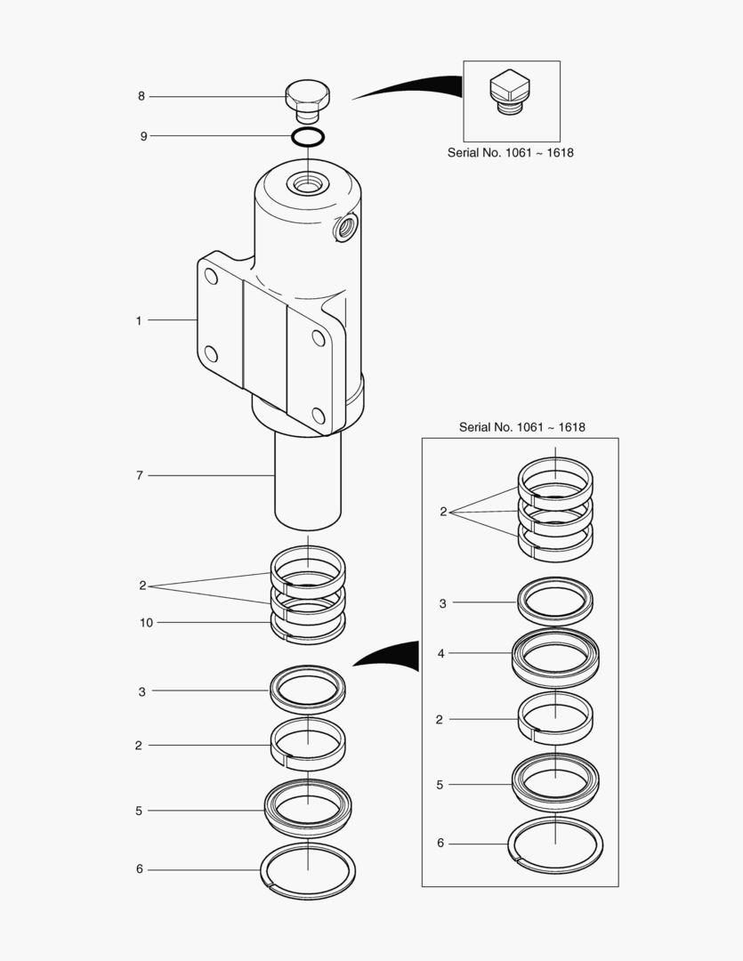 Спецтехника 4395 CHOCKING CYLINDER-R.H [1061~2107] - главное фото