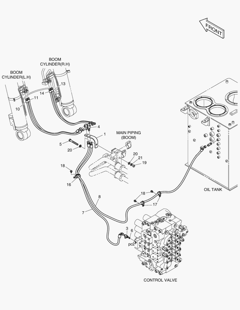 ТРУБОПРОВОД СЕРВОУПРАВЛЕНИЯ-ГИДРОЗАМОК СТРЕЛЫ