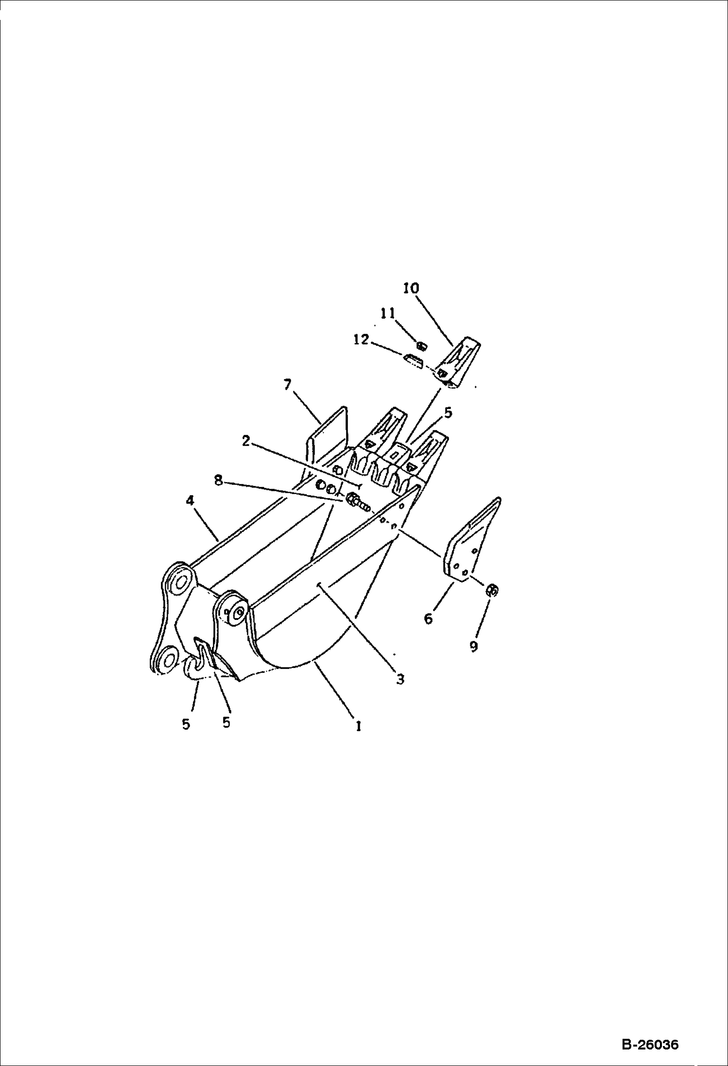 КОВШ (0,08 КУБИЧЕСКИХ МЕТРОВ)(130) (350 ММ ШИРОКИЕ, С КРЮКОМ) (PC60)