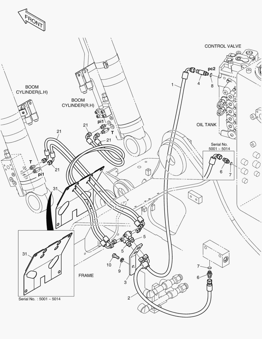 ТРУБОПРОВОД СЕРВОУПРАВЛЕНИЯ - ГИДРОЗАМОК СТРЕЛЫ
