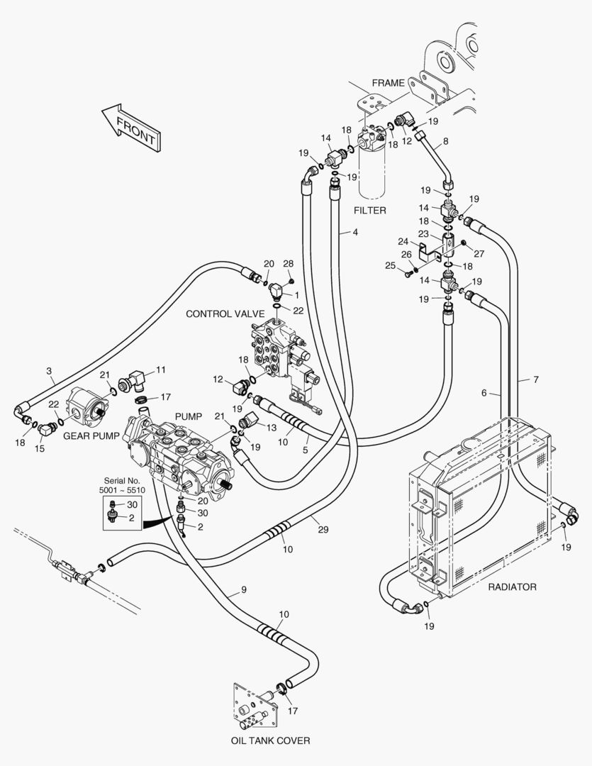 Спецтехника 3130 MAIN & OIL COOLER PIPING