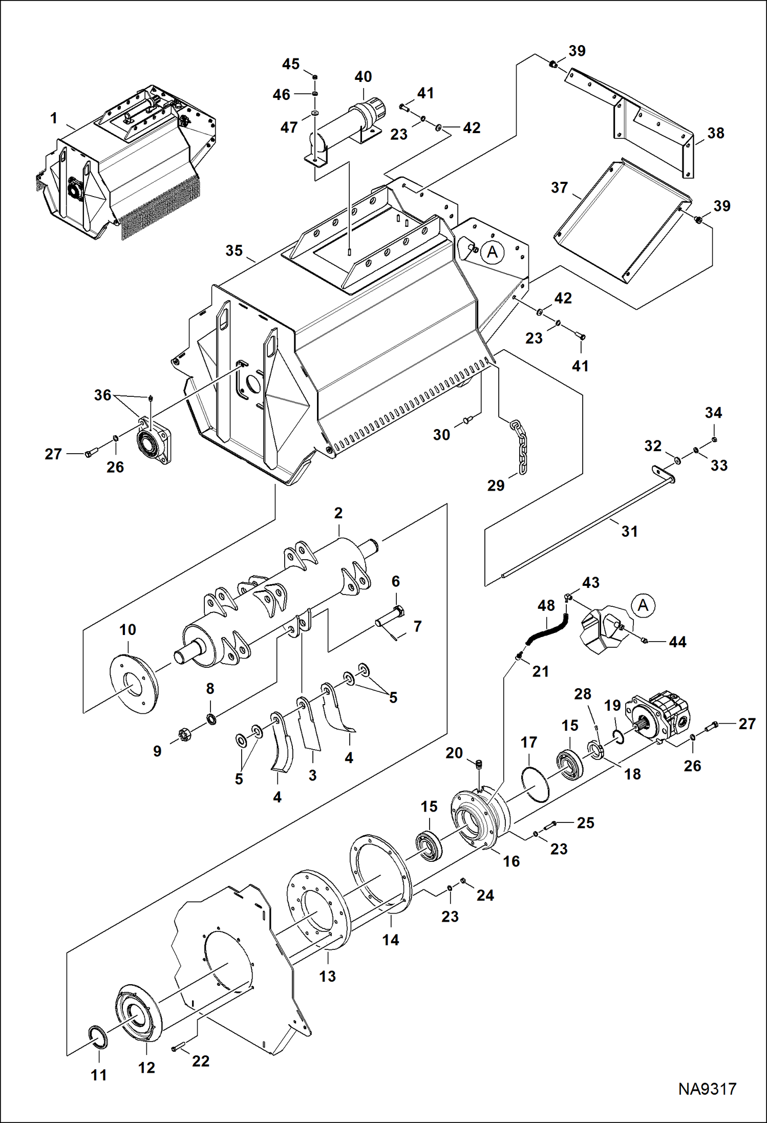КОСИЛКА-ИЗМЕЛЬЧИТЕЛЬ (РАМА ШАССИ И РАБОЧАЯ ГРУППА) (30FM B1YS)