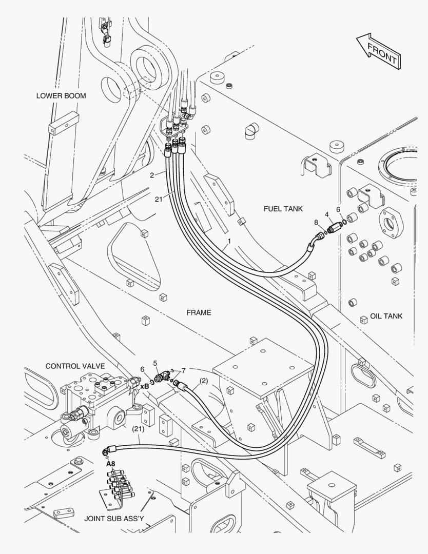 ТРУБОПРОВОД СЕРВОУПРАВЛЕНИЯ - ГИДРОЗАМОК(ШАРНИРНАЯ СТРЕЛА)